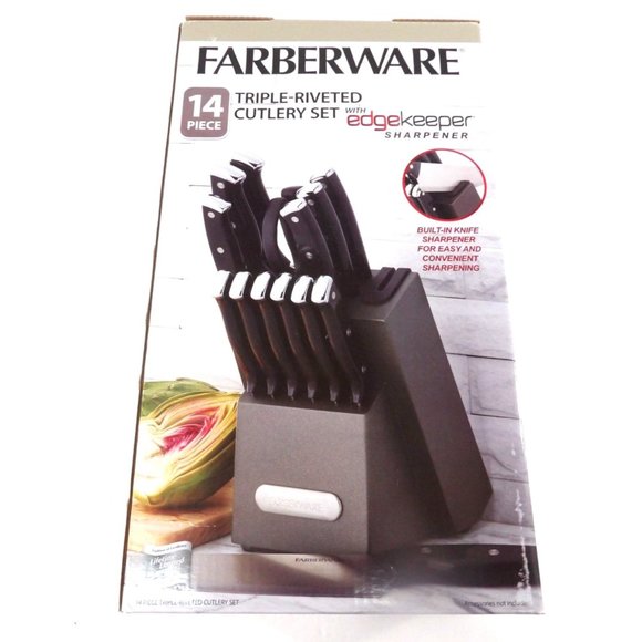Farberware 14 pc. Cutlery Set with Knife Sharpener and Block NEW - Picture 2 of 4